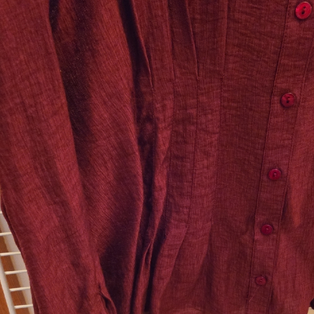 Coldwater Creek Burgundy Button-Down Shirt - Picture 7 of 9